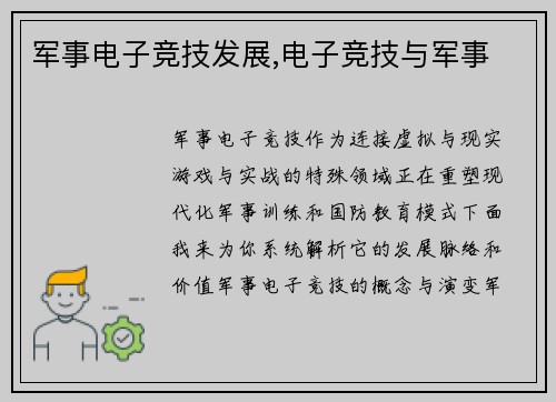 军事电子竞技发展,电子竞技与军事